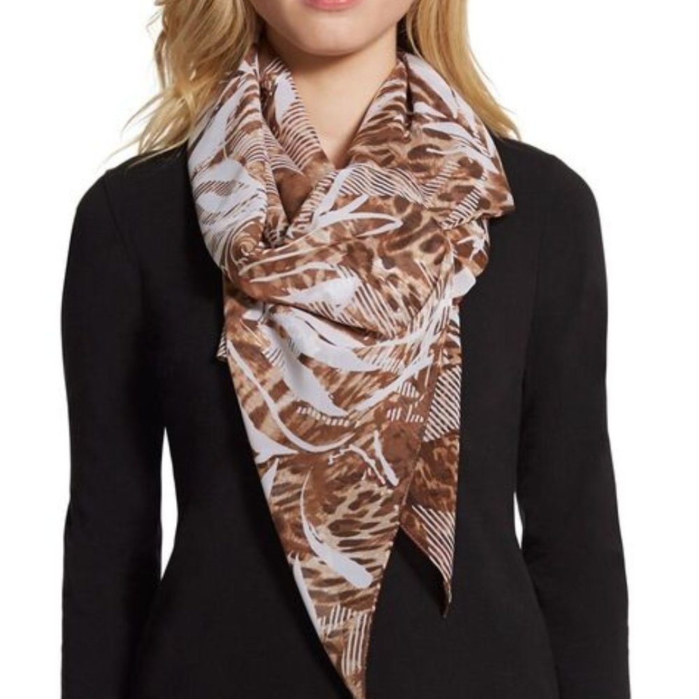 NWT Tropical-And-Leopard Print Scarf